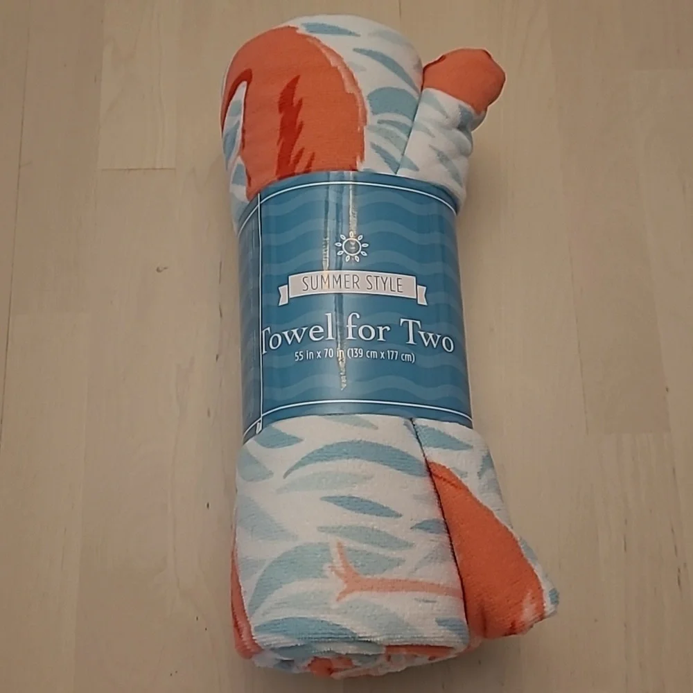 NWT Summer Style Towel for Two Microfiber Flamingo Towel